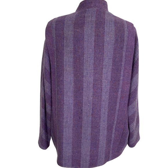 Triona Ireland Jacket Women Large Purple Stripe Tweed Ardara Donegal Coat - Picture 4 of 11